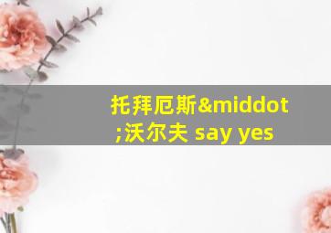 托拜厄斯·沃尔夫 say yes